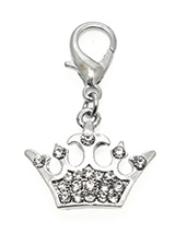 Imperial Crown Dog Collar Charm - This impressive charm is an Imperial Crown rendered in stainless steel and detailed with 15 Crystals. Remind everyone of the respect your pup is due by flashing this regal charm. Attaches to any collar's D-ring with a lobster clip. Measures approx. 3/4'' / 2.0cm wide.