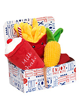 Corn Cob Meal Deal Box (3 Toy Combo) - Get your dog a meal deal bargain with our Corn on the Cob, fries, and milkshake combo! What could be better than this corn vegetarian option complete with fries and all washed down with cool milkshake. For maximum fun pretend it is for you and savour it before handing it over, it will make it even m...