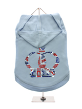 GlamourGlitz Royal Crown Dog Hoodie - Exclusive GlamourGlitz 100% Cotton Hoodie. Fit for your prince or princess, the Crown Design is a real style indicator and a must have look. Crafted with Red, Silver and Blue Rhinestuds that catch a sparkle in the light. Wear on it's own or match with a GlamourGlitz ''Mommy and Me'' Women's T-Shirt...