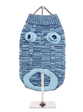Blue Waffle Textured Knitted Sweater