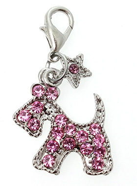 Pink Diamante Scottie Dog Collar Charm
