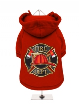 ''Fire Dept.'' Fleece-Lined Dog Hoodie / Sweatshirt